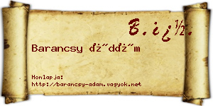 Barancsy Ádám névjegykártya
